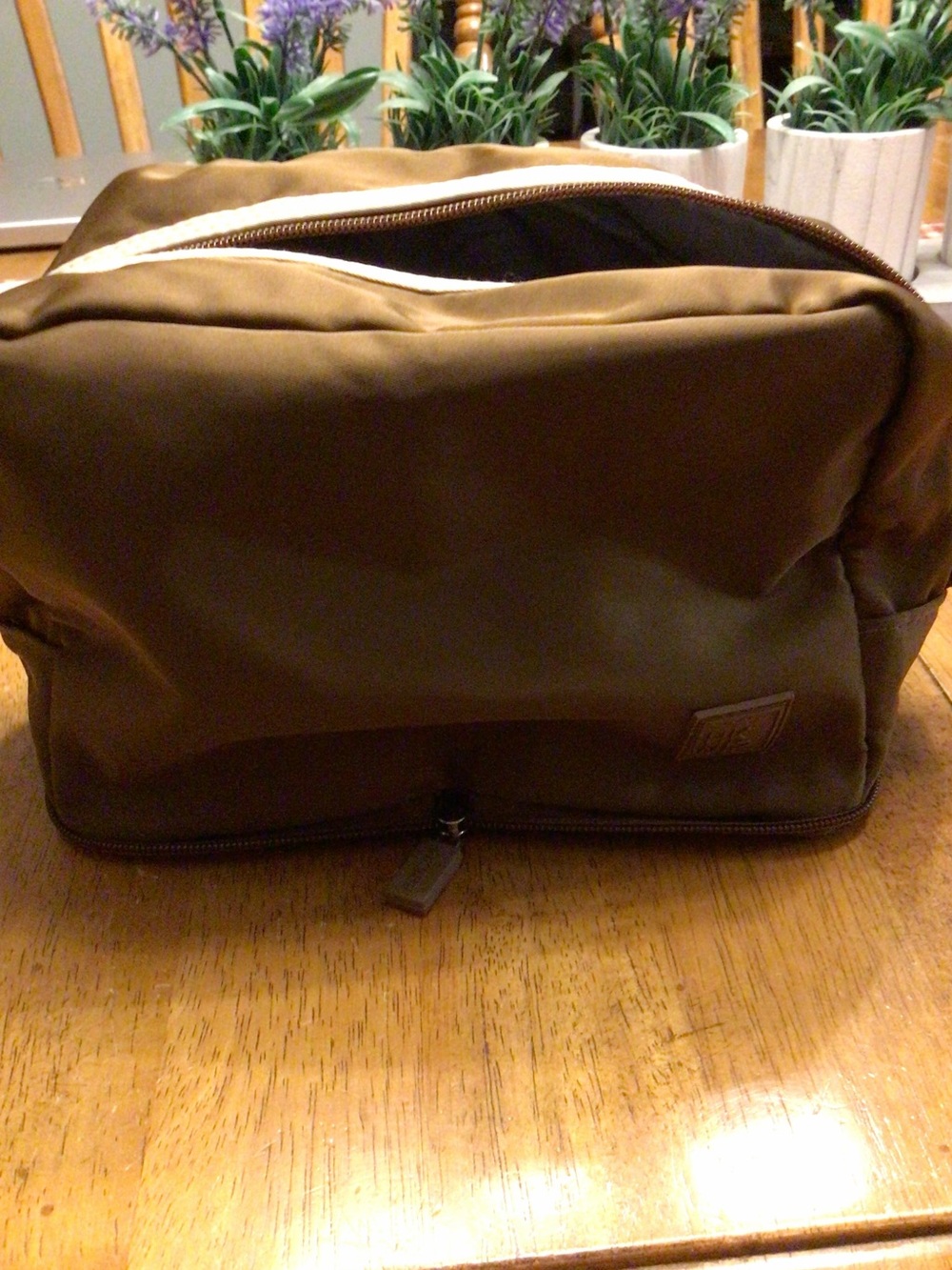 IHKWIP Light Brown Toiletry Foldable XL Packable Pouch Cosmetic Case